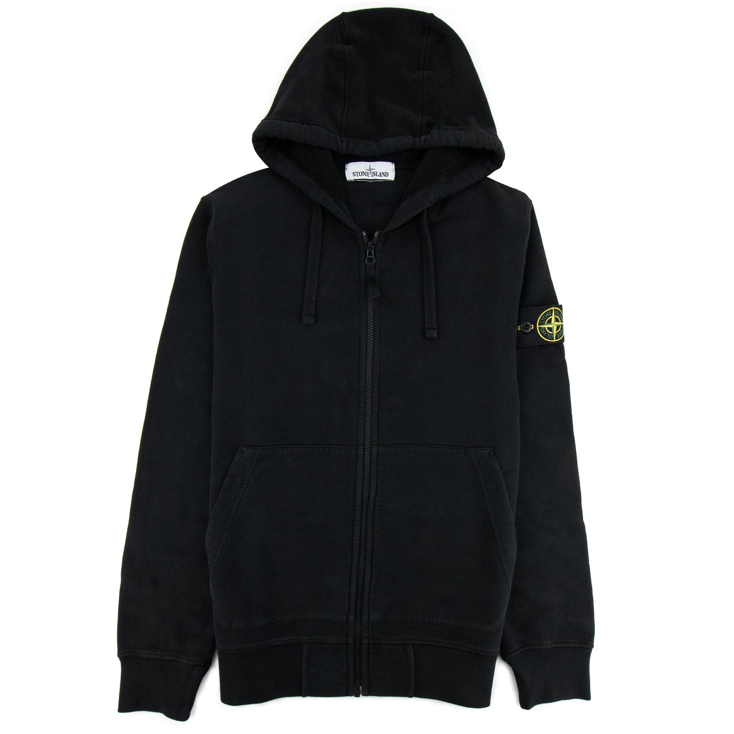 Stone Island Open Zip Up Hooded Sweatshirt Black V0029