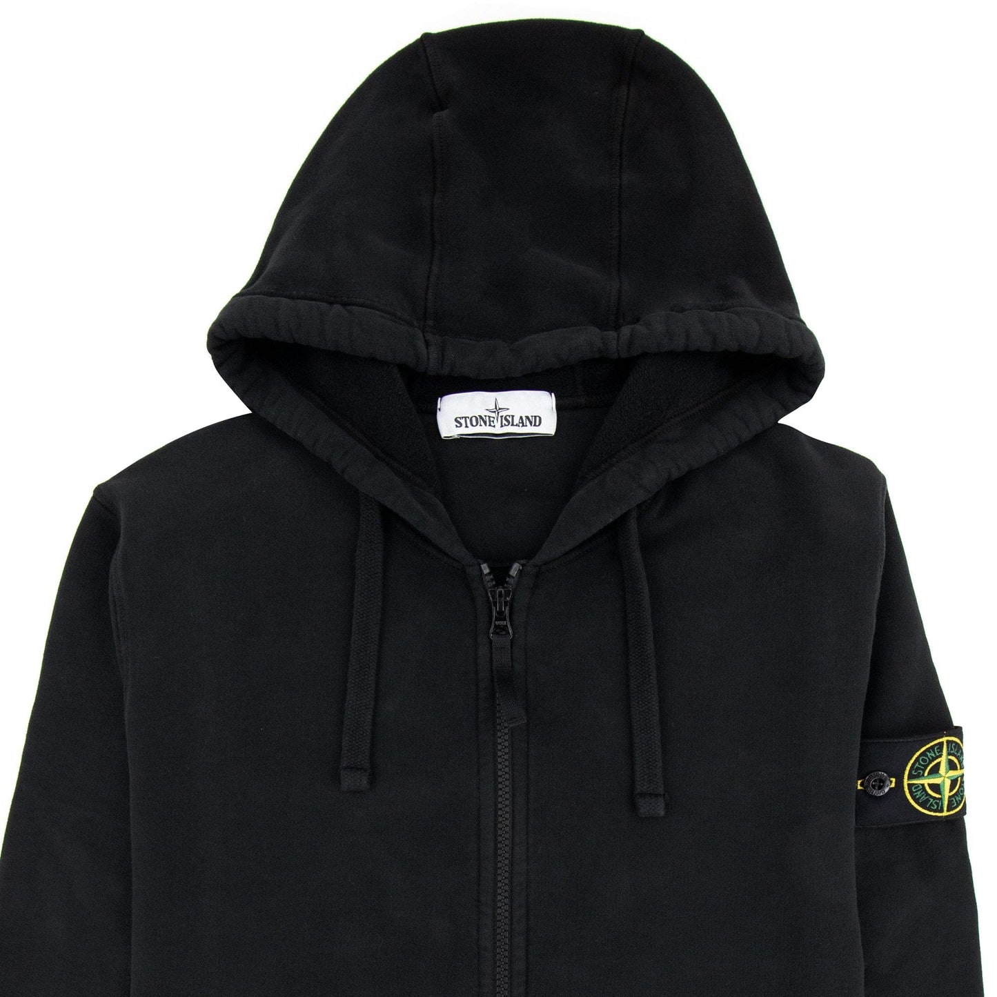 Stone Island Open Zip Up Hooded Sweatshirt Black V0029