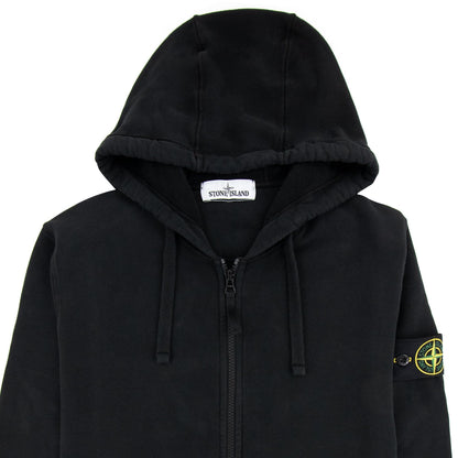 Stone Island Open Zip Up Hooded Sweatshirt Black V0029