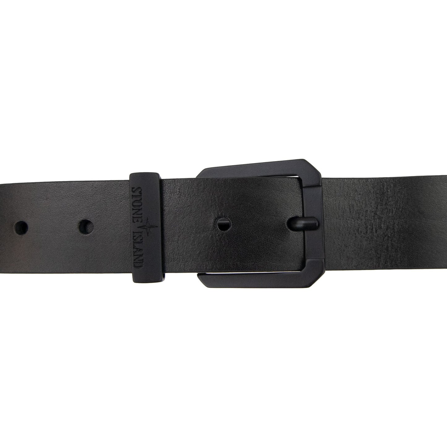 Stone Island Junior Logo Leather Belt Black V0029