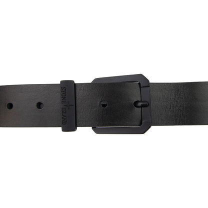 Stone Island Junior Logo Leather Belt Black V0029