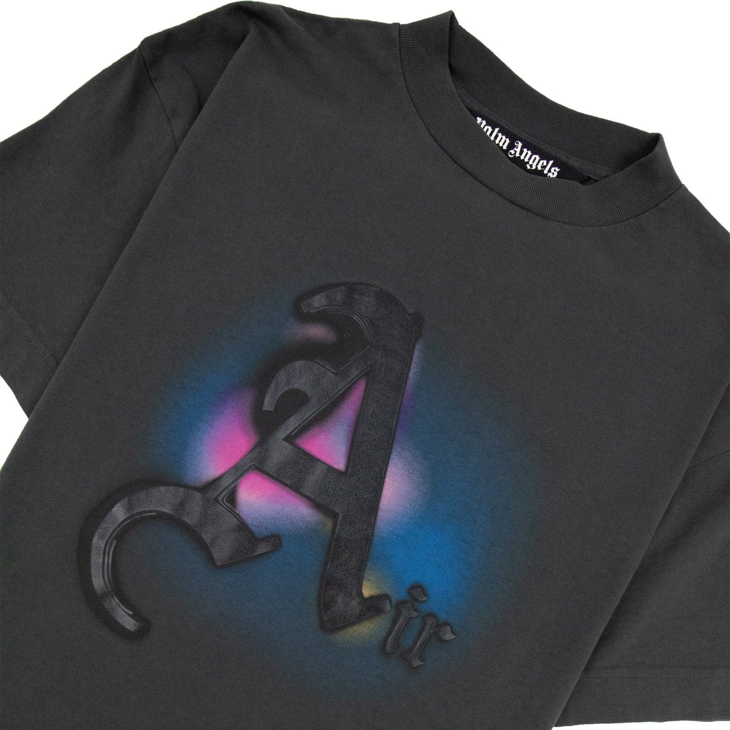 Palm Angels Garment Dyed Air Print T Shirt Black/black
