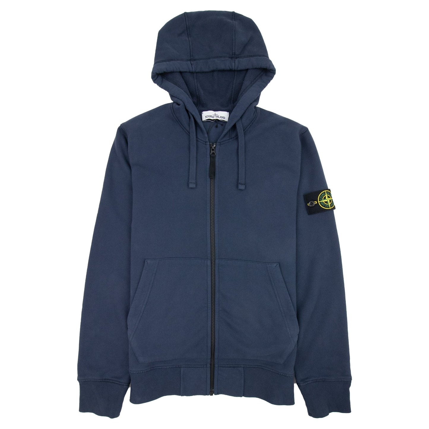 Stone Island Open Zip Up Hooded Sweatshirt Navy V0028