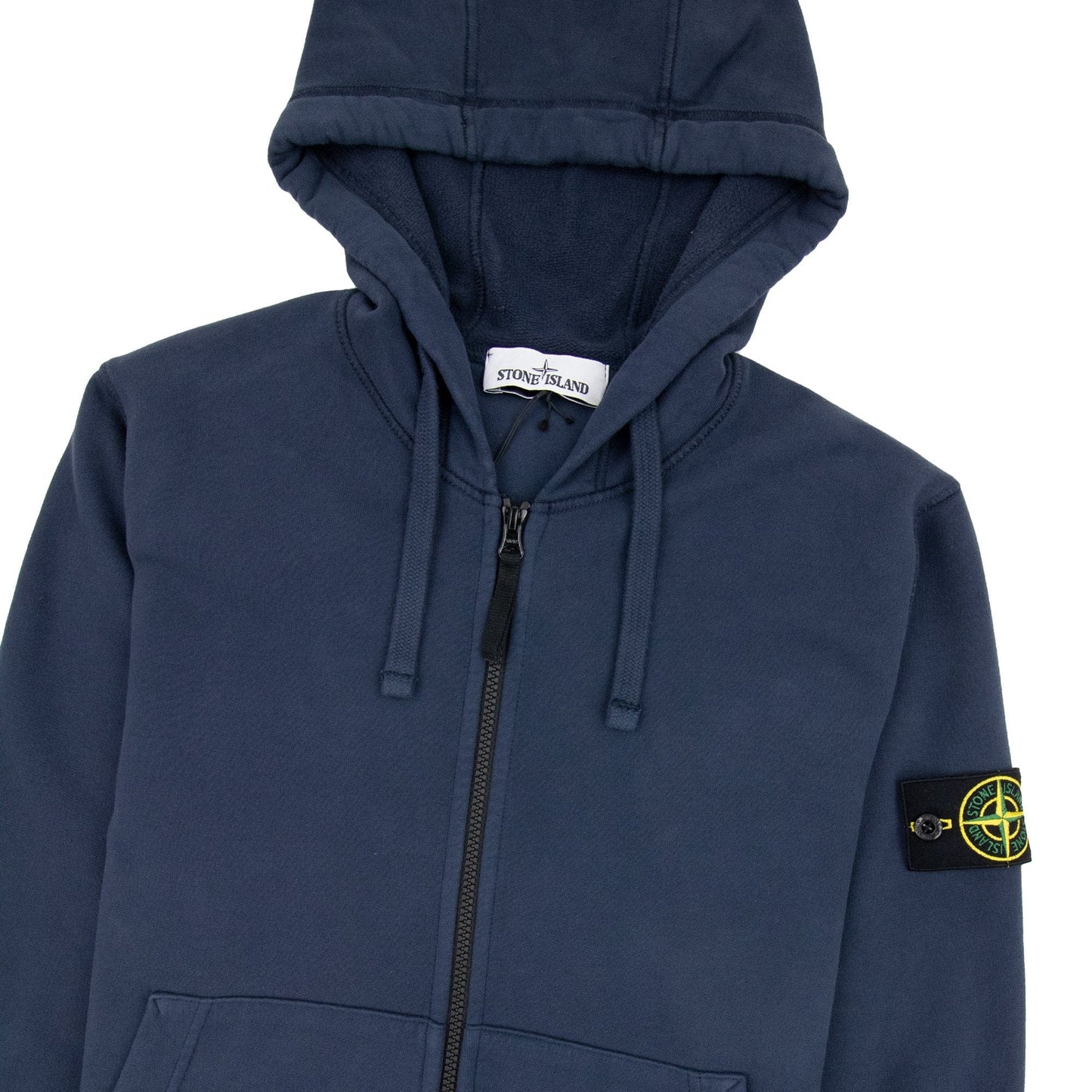 Stone Island Open Zip Up Hooded Sweatshirt Navy V0028