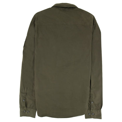 C.P. Company Garment Dyed Emerize Zipped Lens Shirt Green 683
