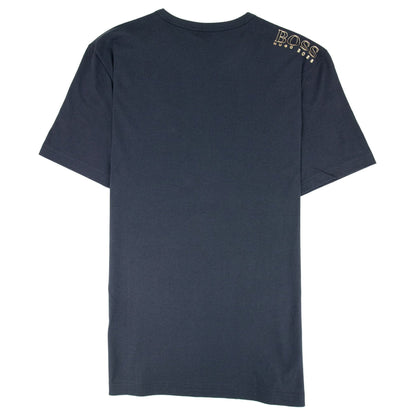 Hugo Boss Regular-fit T-shirt With Contrast Logo Navy/gold