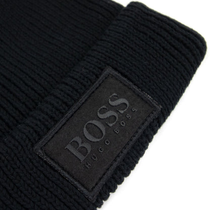 Hugo Boss Kids Cotton Beanie Hat Black