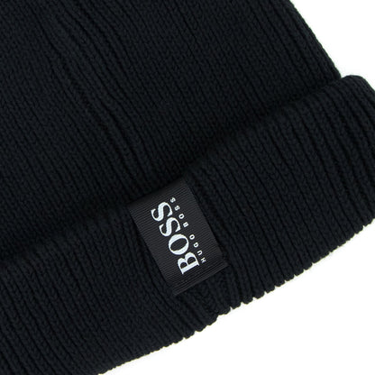 Hugo Boss Kids Cotton Beanie Hat Black