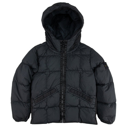 Stone Island Junior 40333 Garment Dyed Crinkle Reps Ny Down Jacket Black V0029
