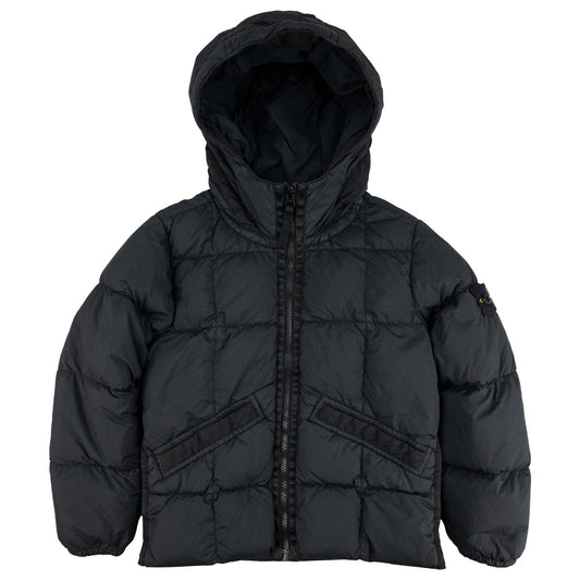 Stone Island Junior 40333 Garment Dyed Crinkle Reps Ny Down Jacket Black V0029