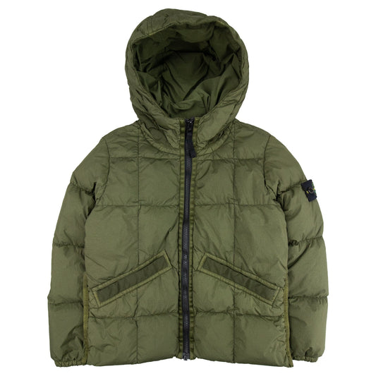 Stone Island Junior 40333 Garment Dyed Crinkle Reps Ny Down Jacket Khaki V0054
