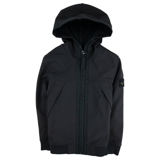 Stone Island Junior Compass Hooded Woven Jacket Black V0029