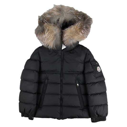 Moncler Junior New Byron Fur Coat Black