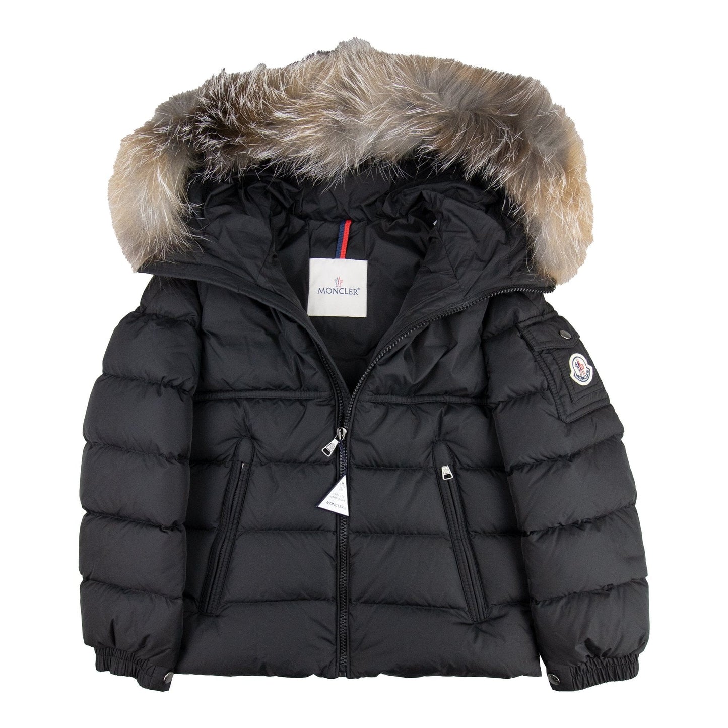 Moncler Junior New Byron Fur Coat Black