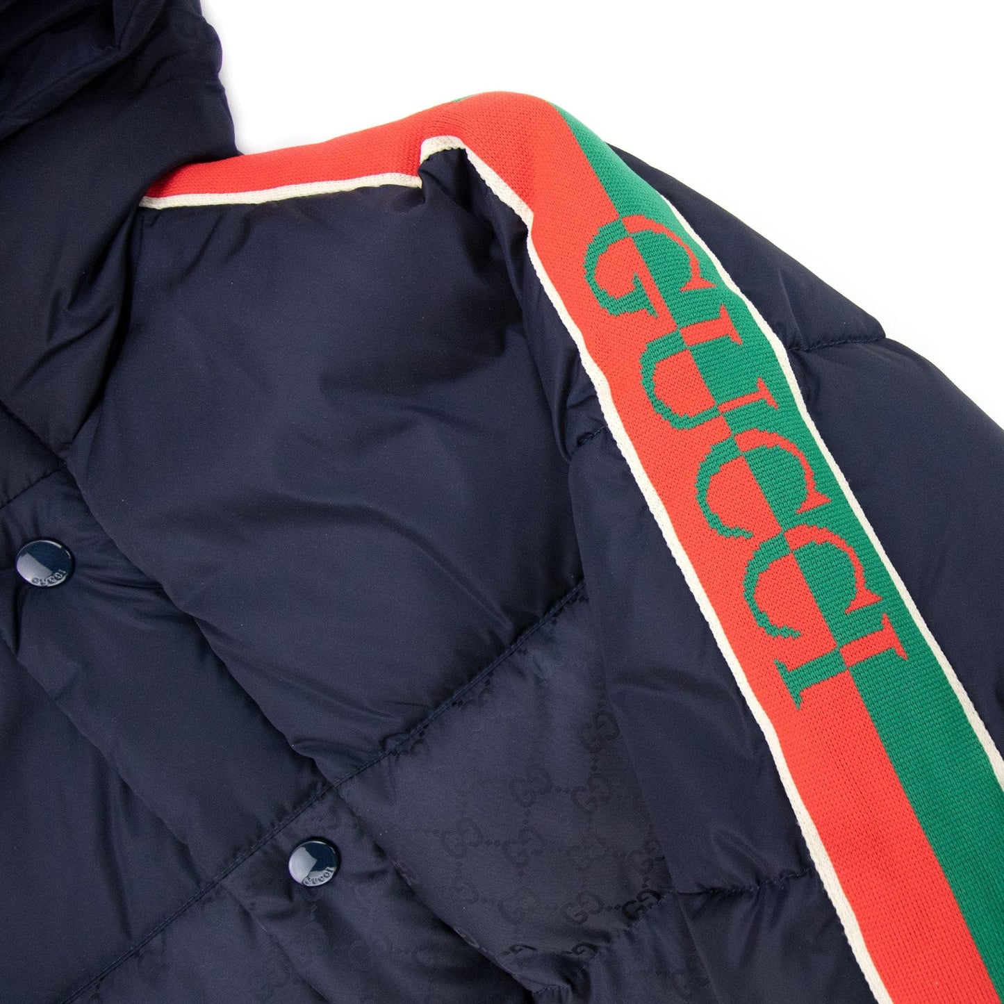 Gucci Junior GG Nylon Down Jacket Navy