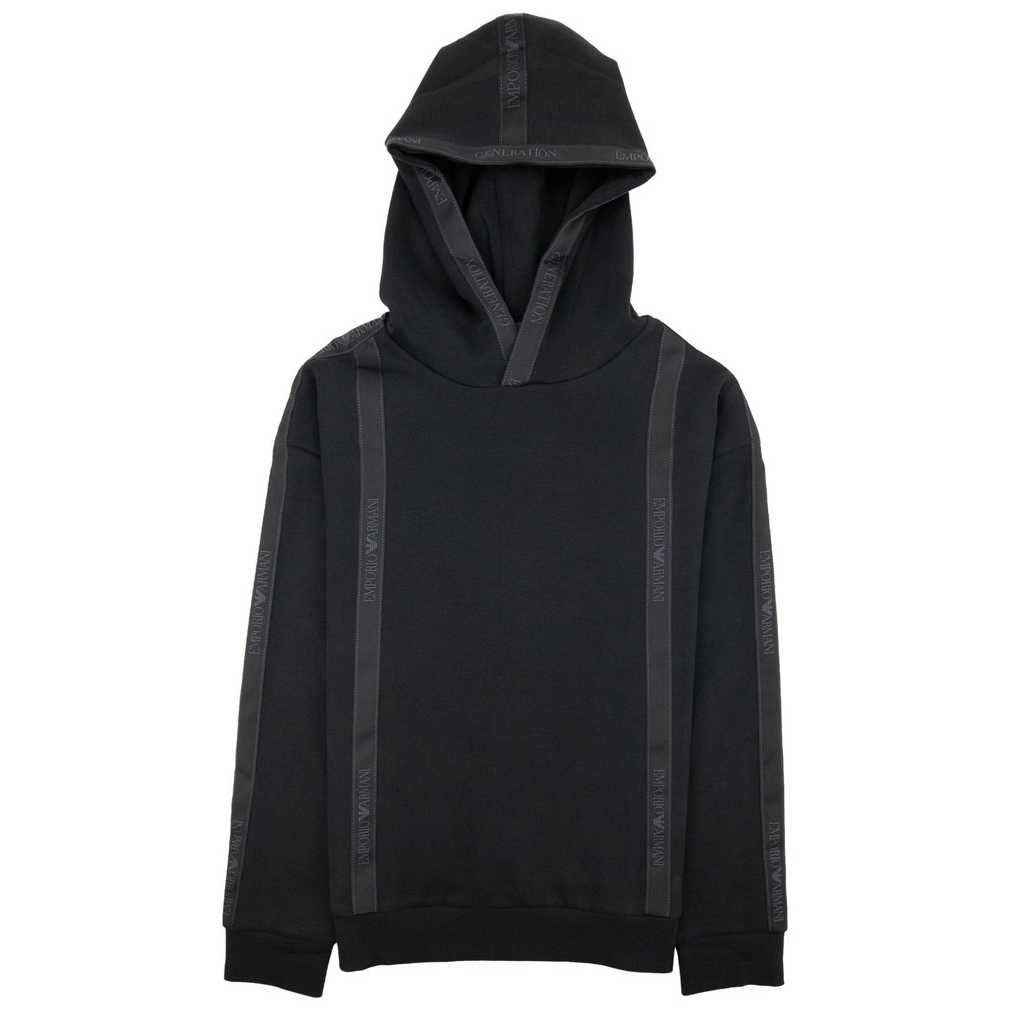 Emporio Armani Tape Logo Hoodied Sweatshirt Black 999