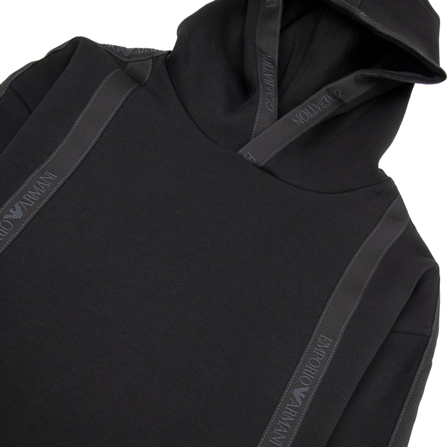 Emporio Armani Tape Logo Hoodied Sweatshirt Black 999