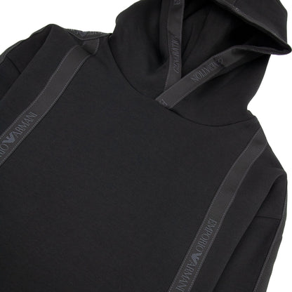 Emporio Armani Tape Logo Hoodied Sweatshirt Black 999