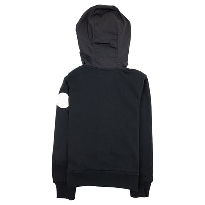 Moncler Junior Zip Badge Hoody Bold Letters Black