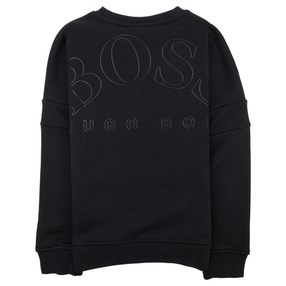 Hugo Boss Kids Lustrous Logo Crew Neck Sweatshirt Black