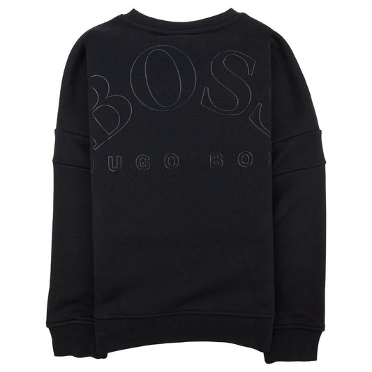 Hugo Boss Kids Lustrous Logo Crew Neck Sweatshirt Black