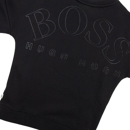 Hugo Boss Kids Lustrous Logo Crew Neck Sweatshirt Black