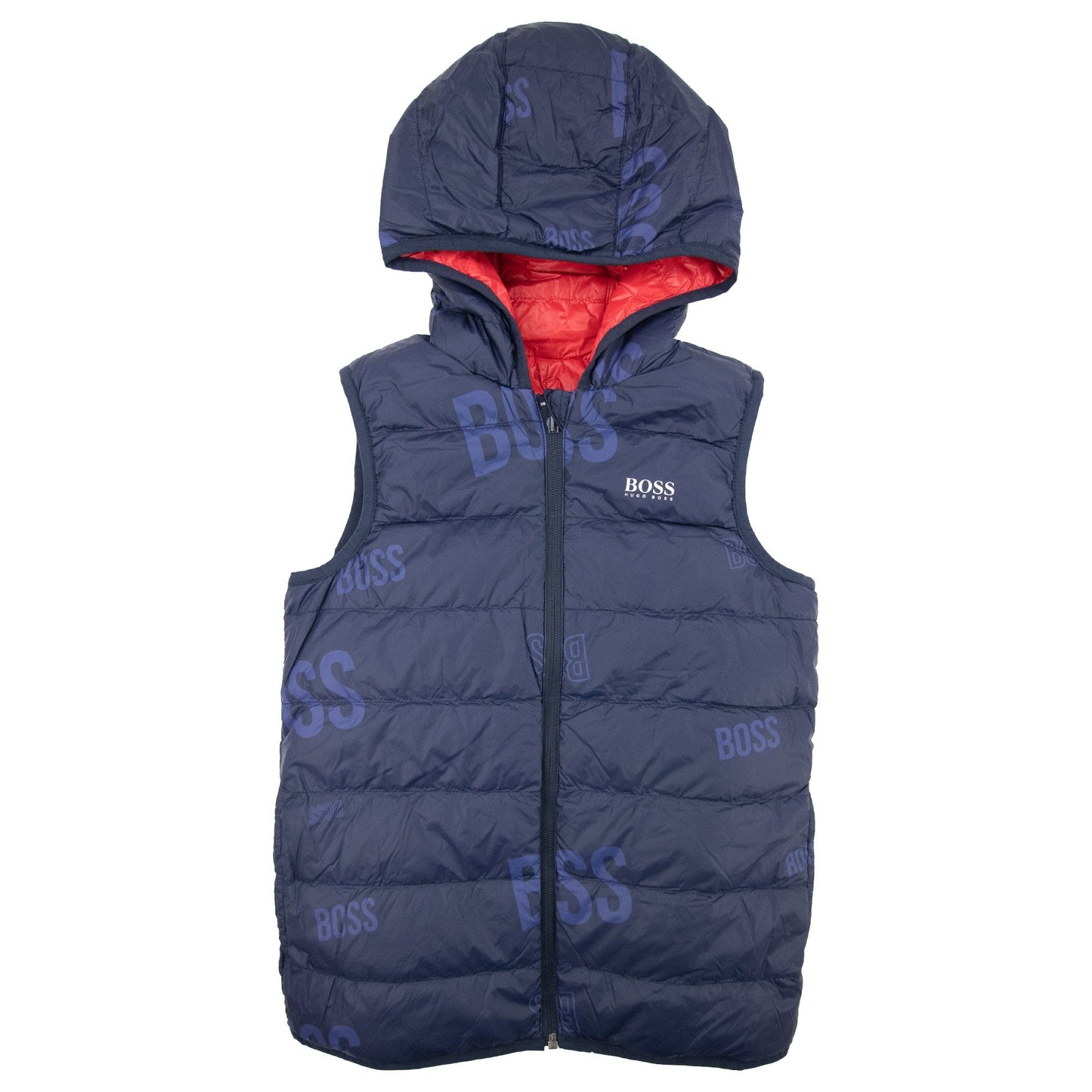Hugo Boss Kids Logo Reversible Padded Gilet Red/blue