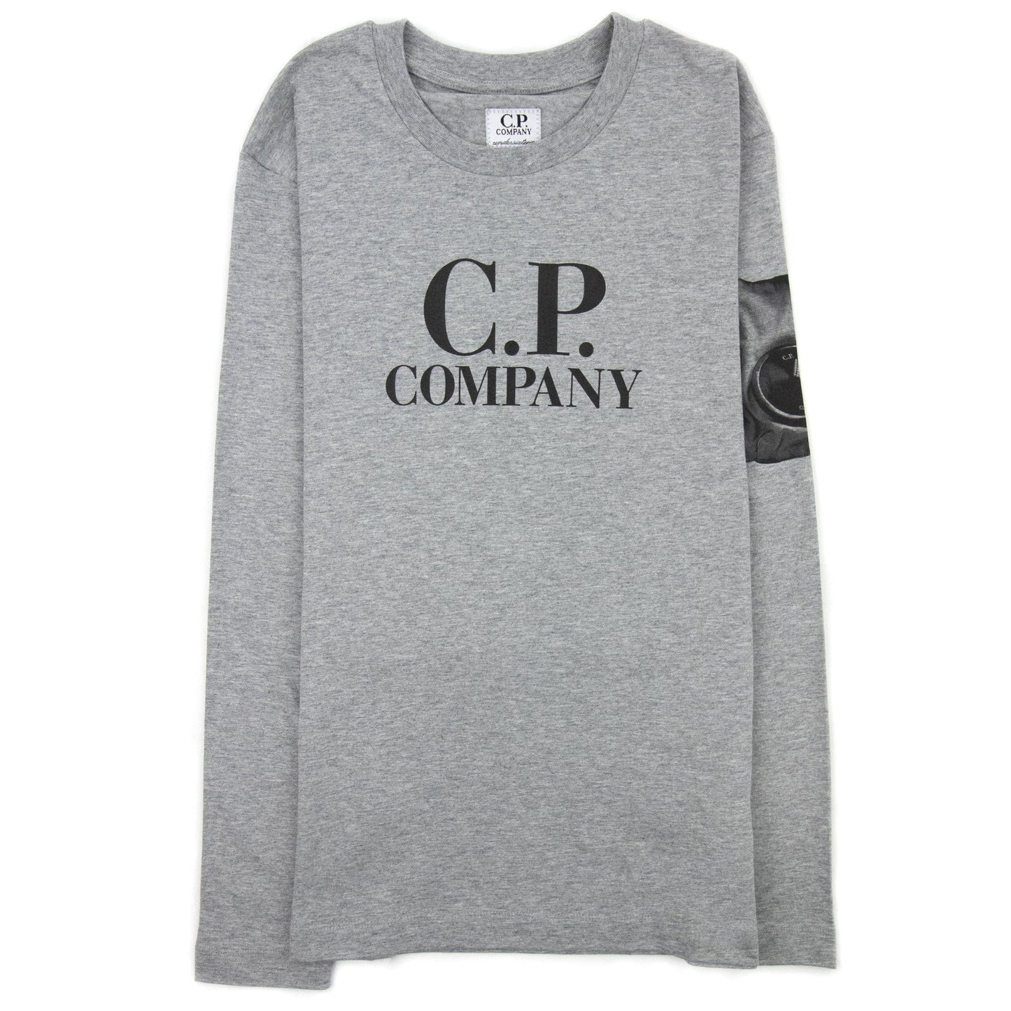 Cp Company Undersixteen Logo Print L/s T Shirts Grey M93