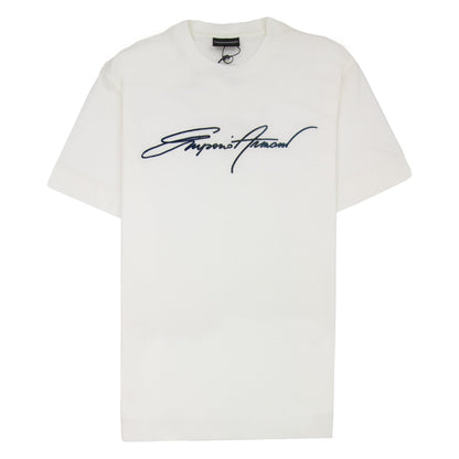Emporio Armani Signature Logo T Shirt Bianco 0101