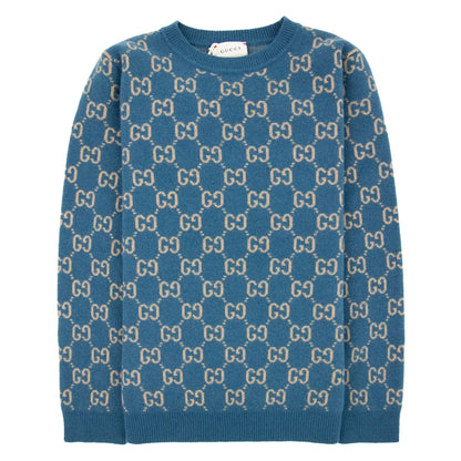 Gucci Junior Gg Wool Jumper Blue 4194