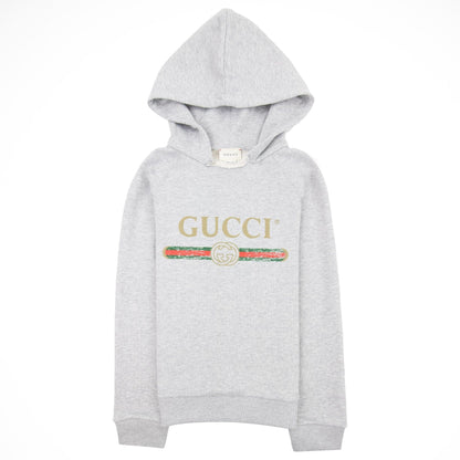 Gucci Junior Logo Print Hooded Sweatshirt Grey 1676