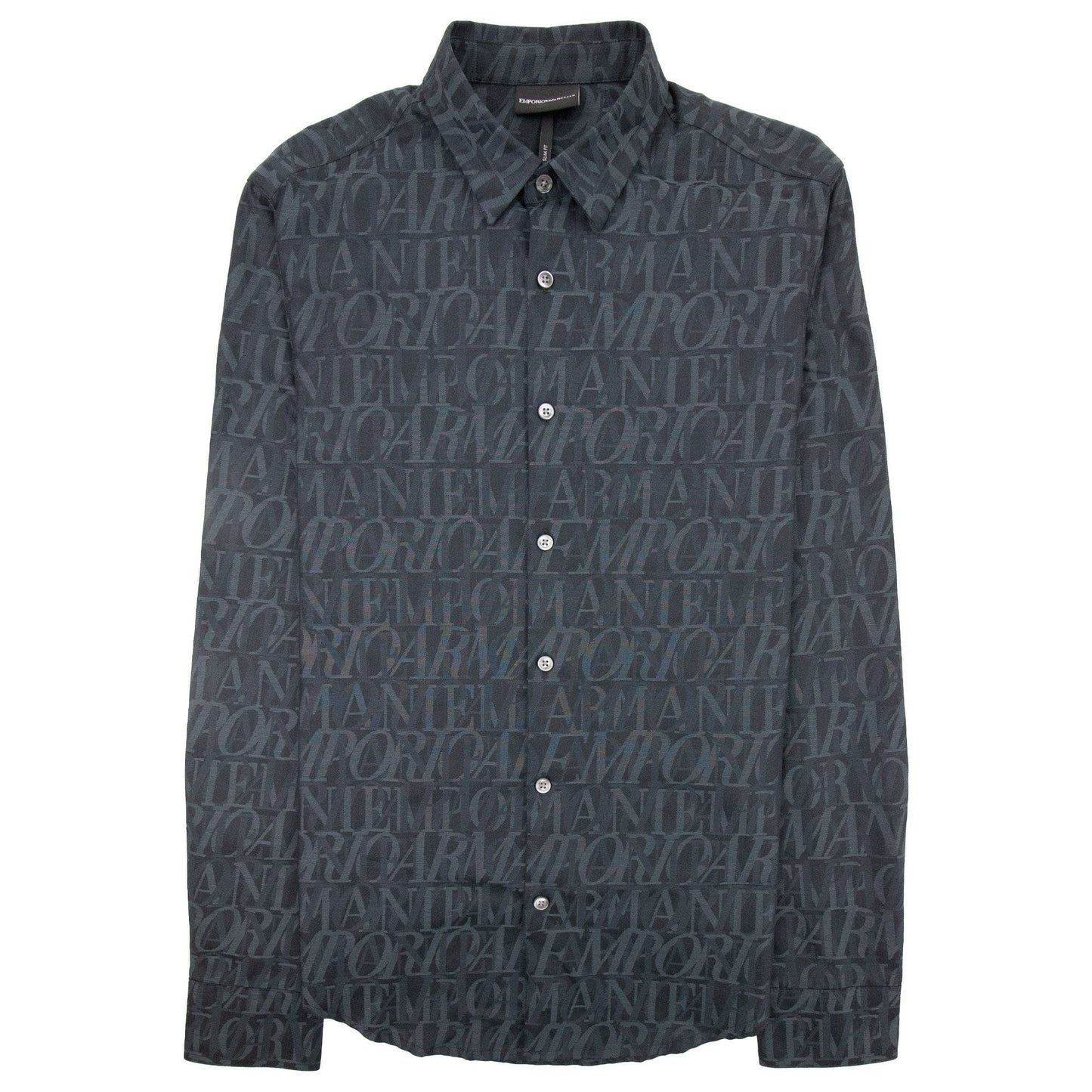 Emporio Armani All Over Logo Print Shirt Lettere Grige 620