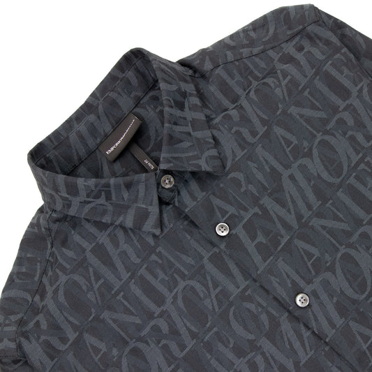 Emporio Armani All Over Logo Print Shirt Lettere Grige 620