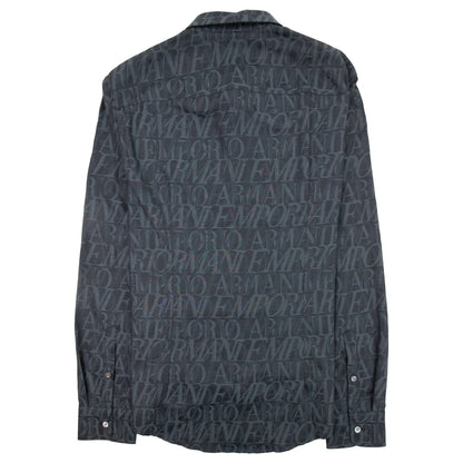 Emporio Armani All Over Logo Print Shirt Lettere Grige 620