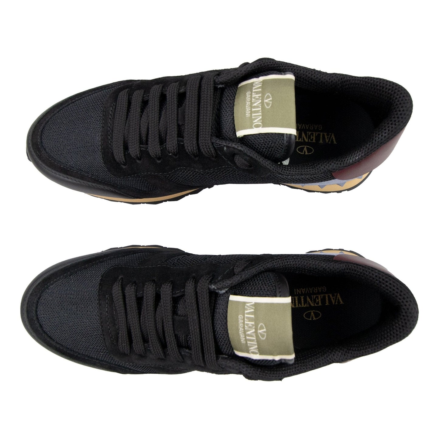 Valentino Garavani Rockrunner Leather Suede Mesh Trainers Nero H52