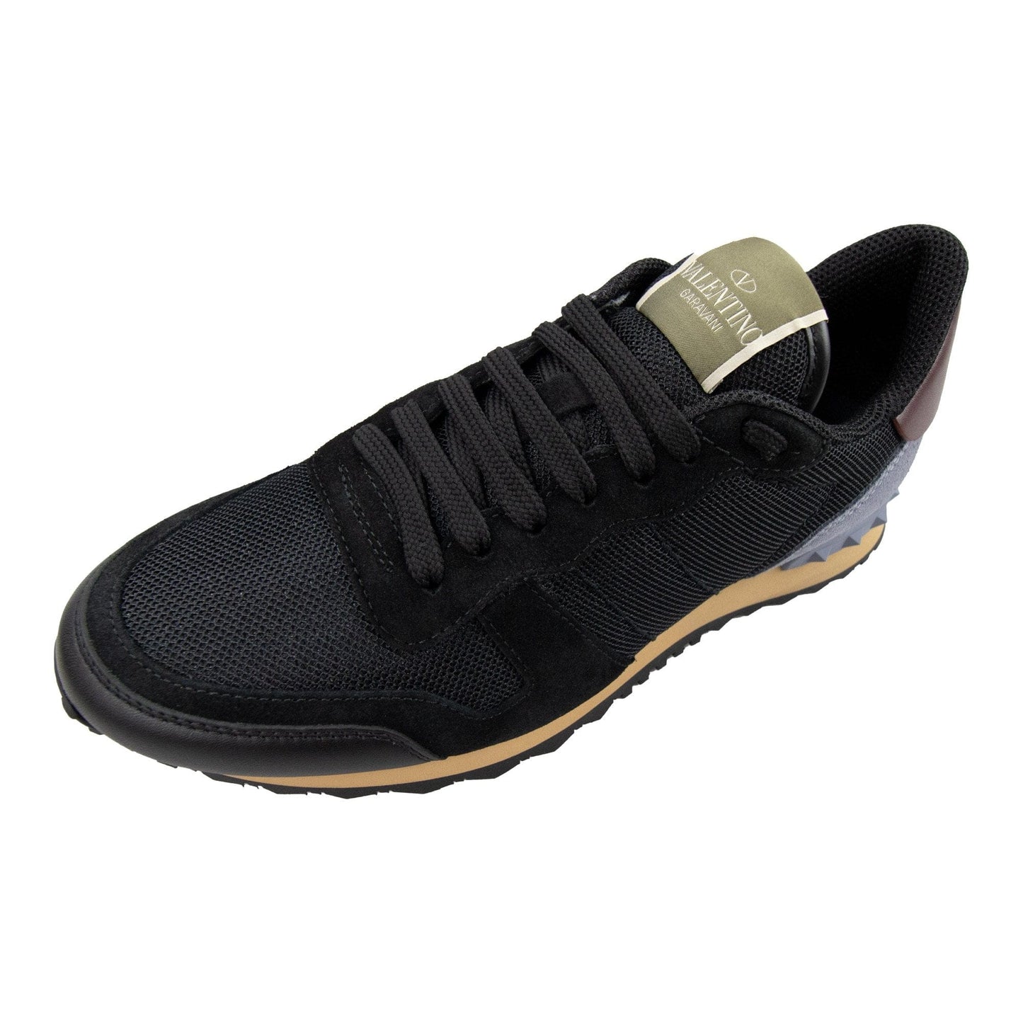Valentino Garavani Rockrunner Leather Suede Mesh Trainers Nero H52