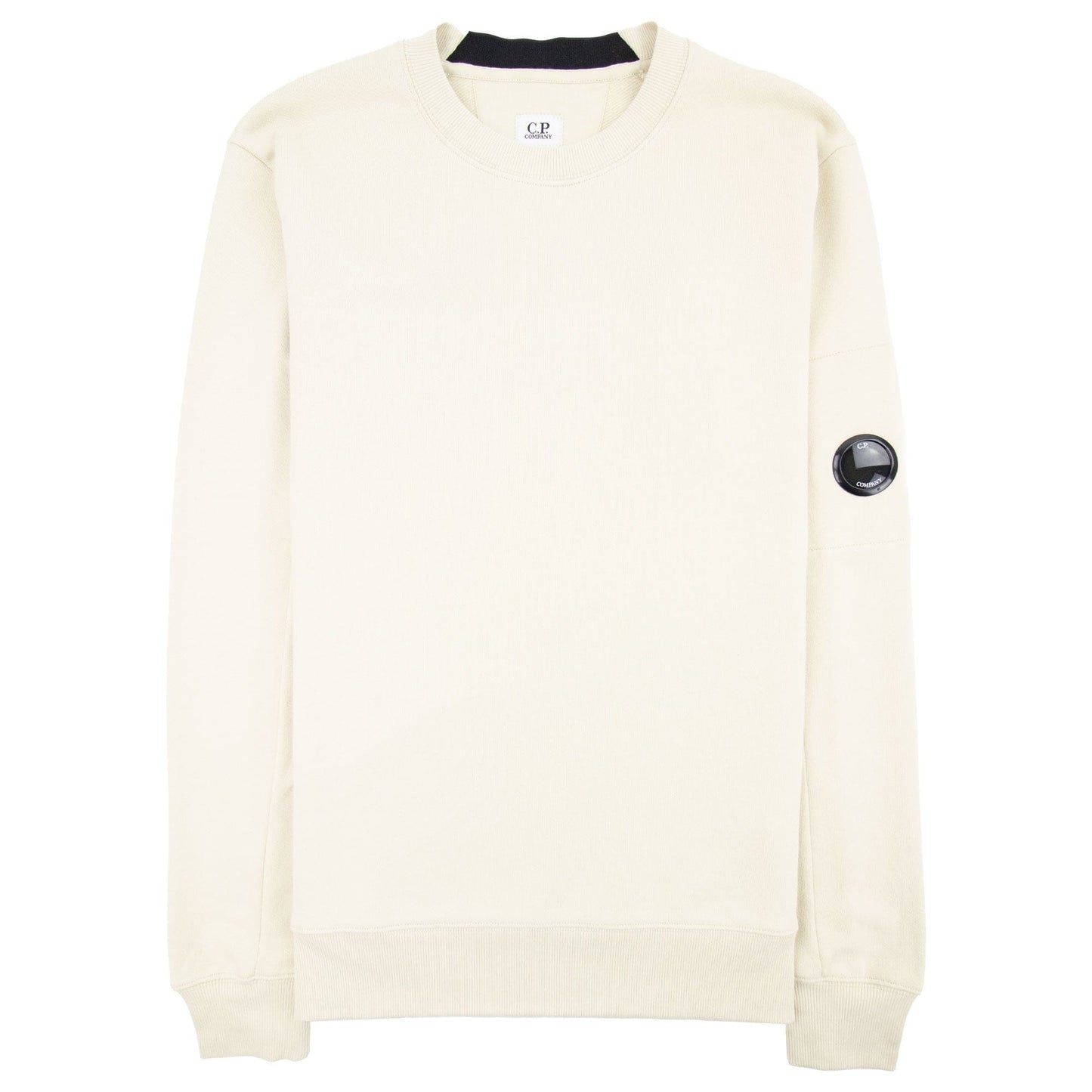 CP Company Diagonal Raised Fleece Lens Crew Sweatshirt Oyster Grey 303