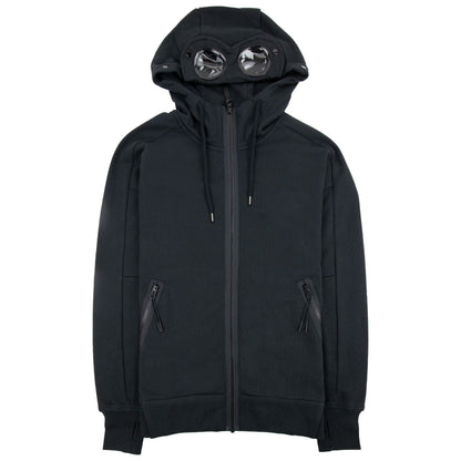 Cp Company Diagonal Raised Fleece Full Zip Goggle Hoody Black 999