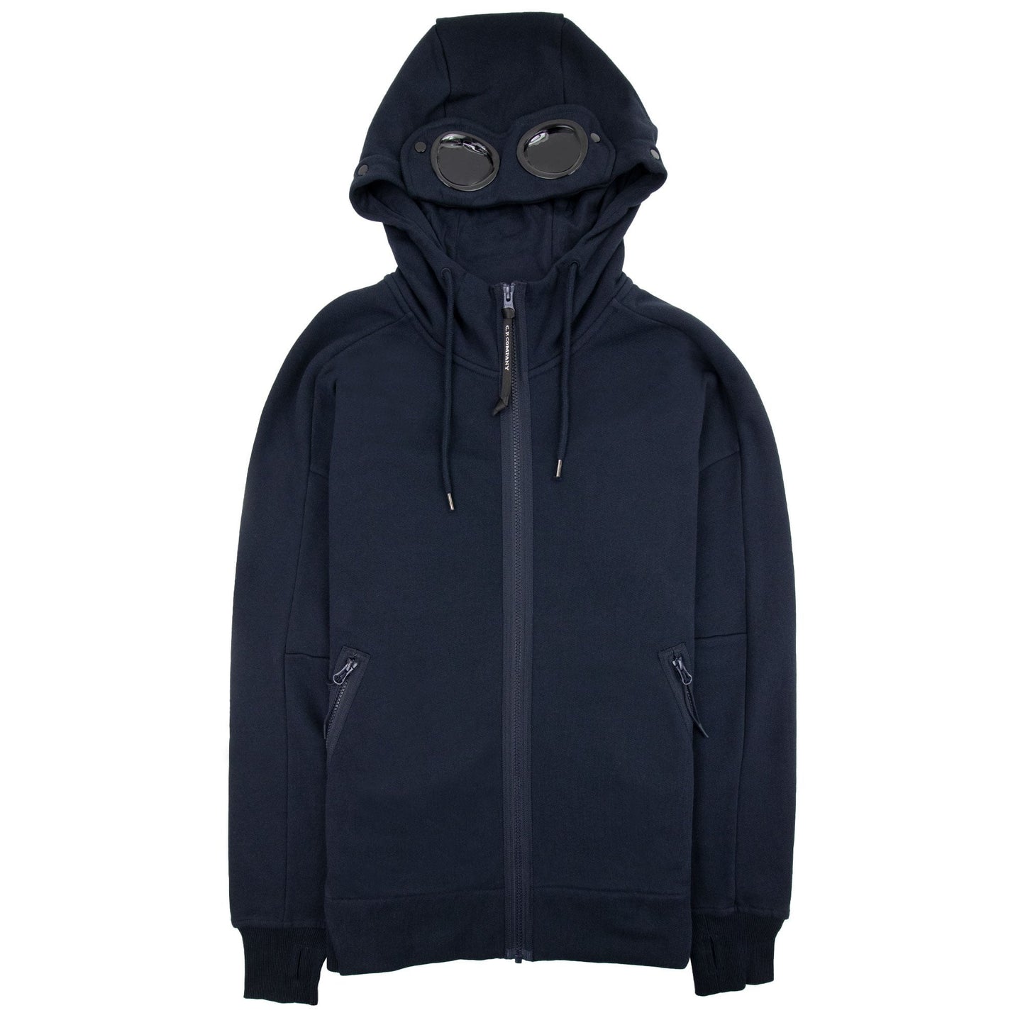 Cp Company Diagonal Raised Fleece Full Zip Goggle Hoody Navy 888