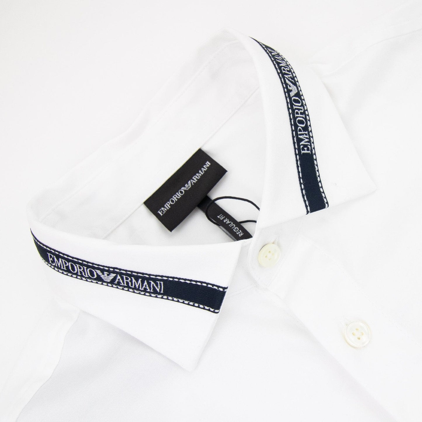 Emporio Armani Tape Logo Regular Fit Shirt Bianco 0100