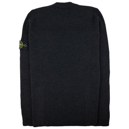 Stone Island Ribbon Knitted Crewneck Sweatshirt Dark Grey V0065