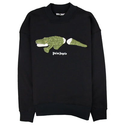 Palm Angels Croco Crewneck Sweatshirt Black 1055