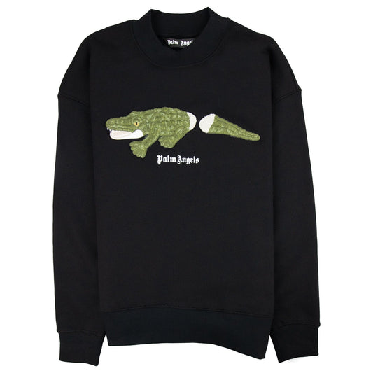 Palm Angels Croco Crewneck Sweatshirt Black 1055