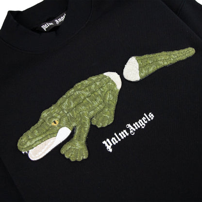 Palm Angels Croco Crewneck Sweatshirt Black 1055