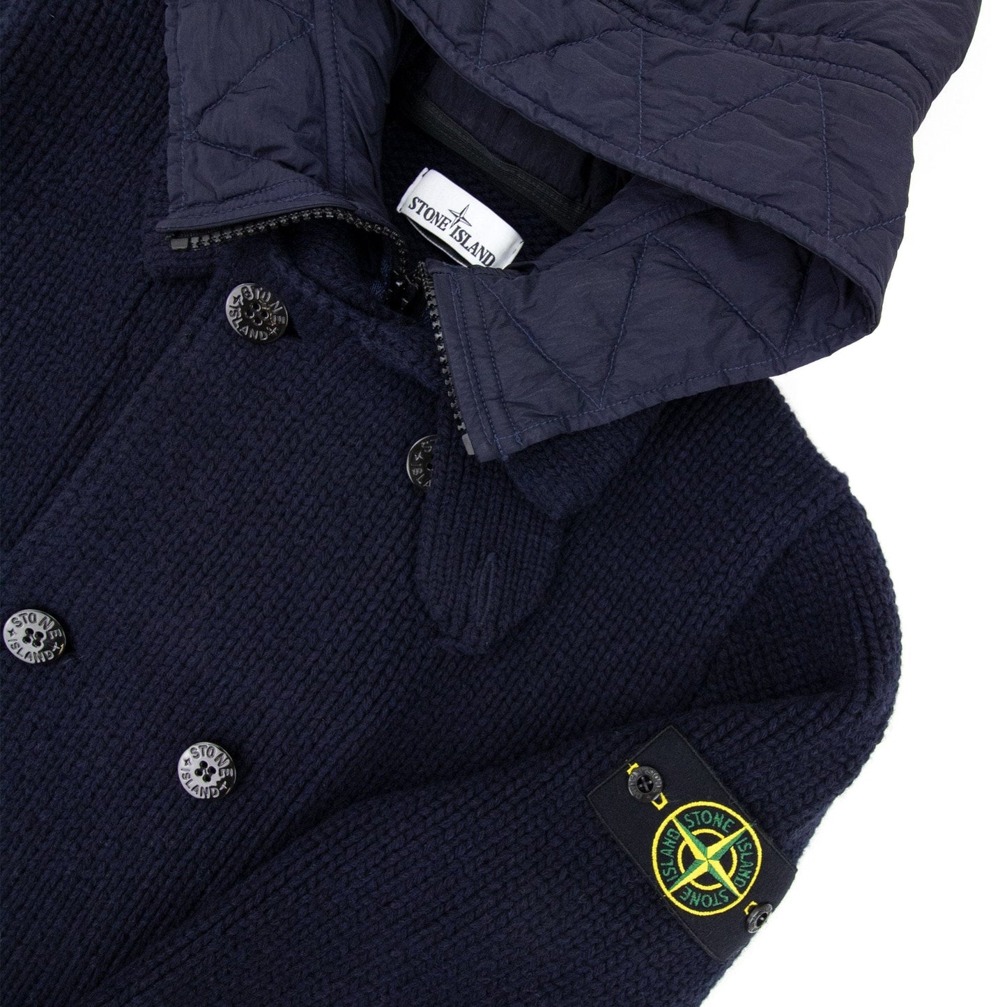 Stone Island Double Breasted Knitted Cardigan Navy V0020