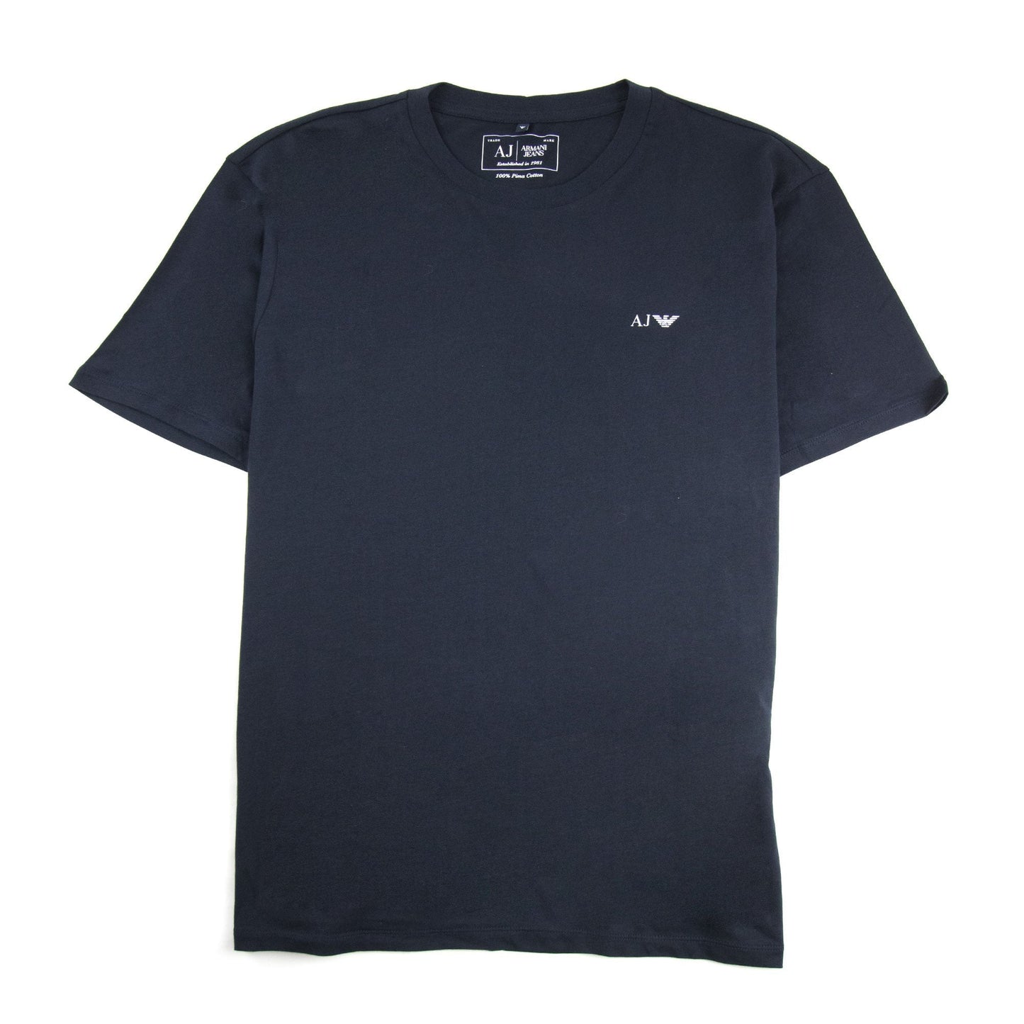 Armani Jeans Logo Print Crewneck T Shirt Blue Notte