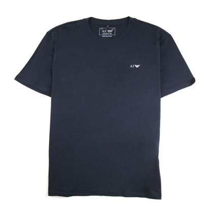 Armani Jeans Logo Print Crewneck T Shirt Blue Notte