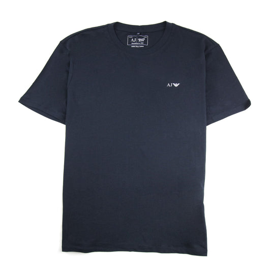 Armani Jeans Logo Print Crewneck T Shirt Blue Notte