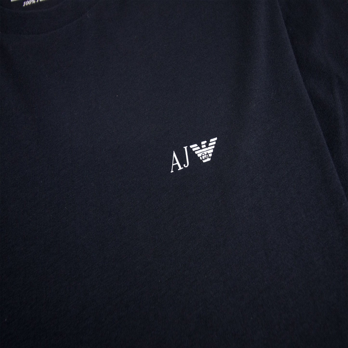 Armani Jeans Logo Print Crewneck T Shirt Blue Notte