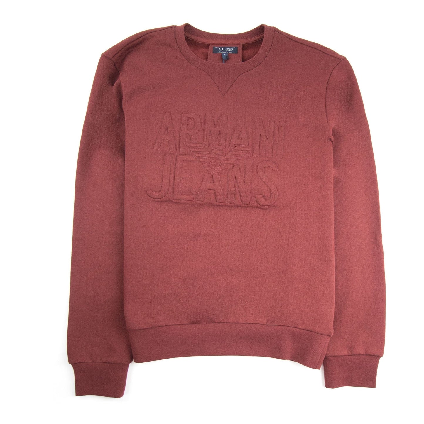Armani Jeans Embossed Crewneck Sweet Shirt Red